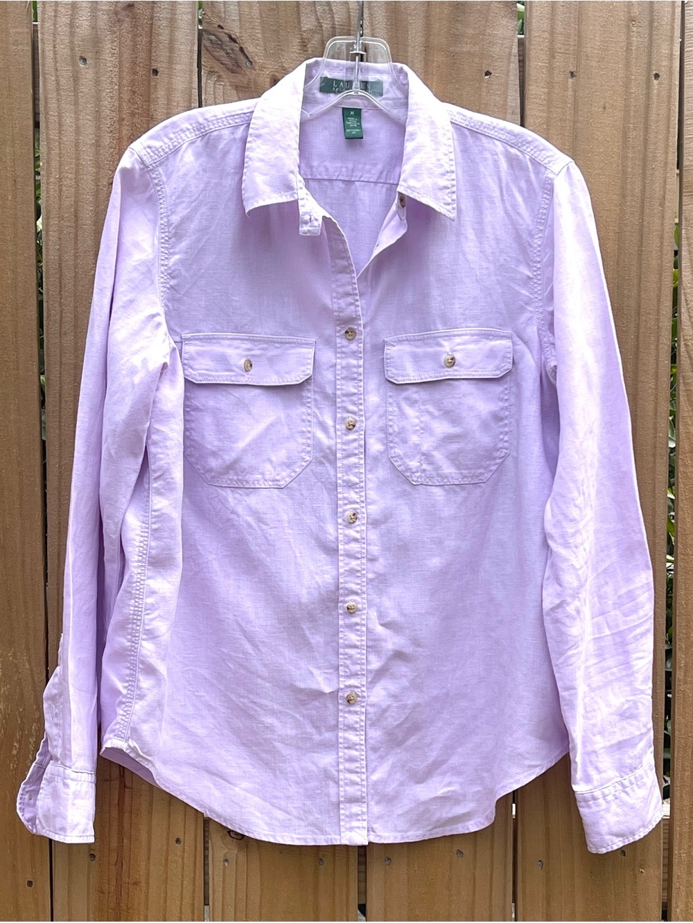 Lauren Ralph Lauren 100% Linen Long Sleeve Button-Down Shirt Size Medium